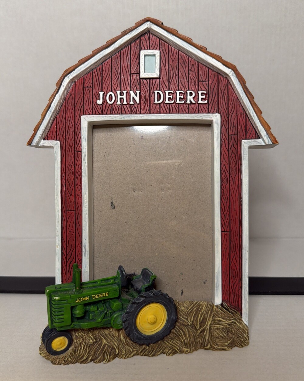 John Deere Red Barn Resin Photo Frame 3D Tractor 3.5" x 5" Photo Enesco